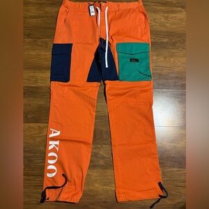AKOO Kids Orange and Green Casual Pants